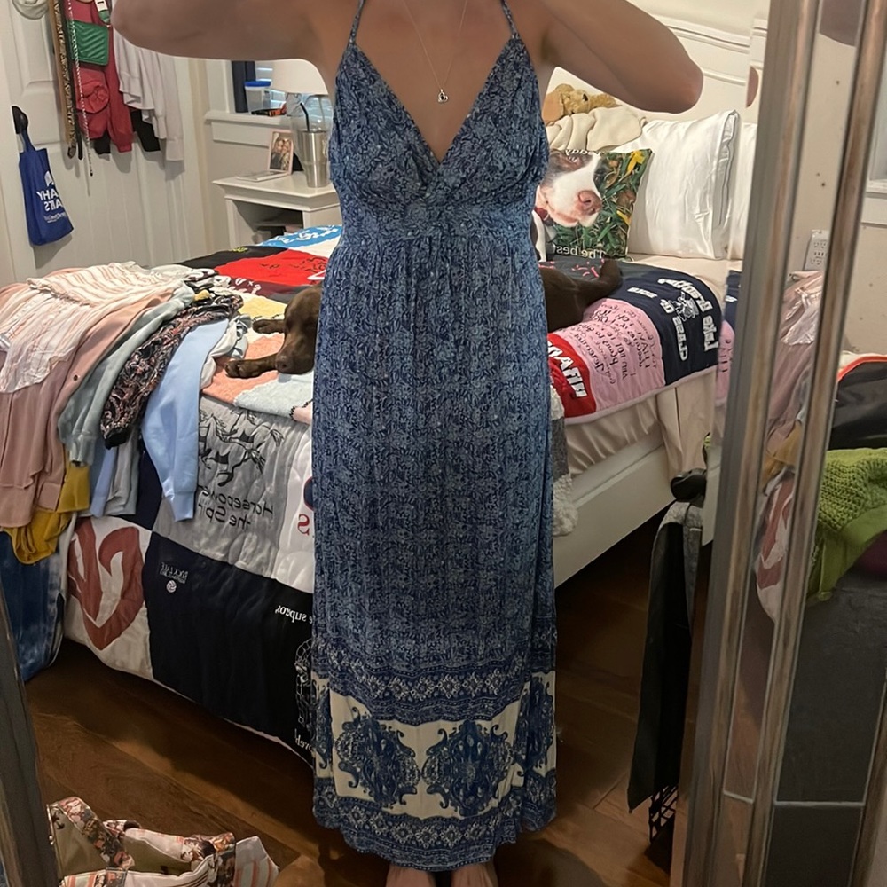 Blue floral maxi dress